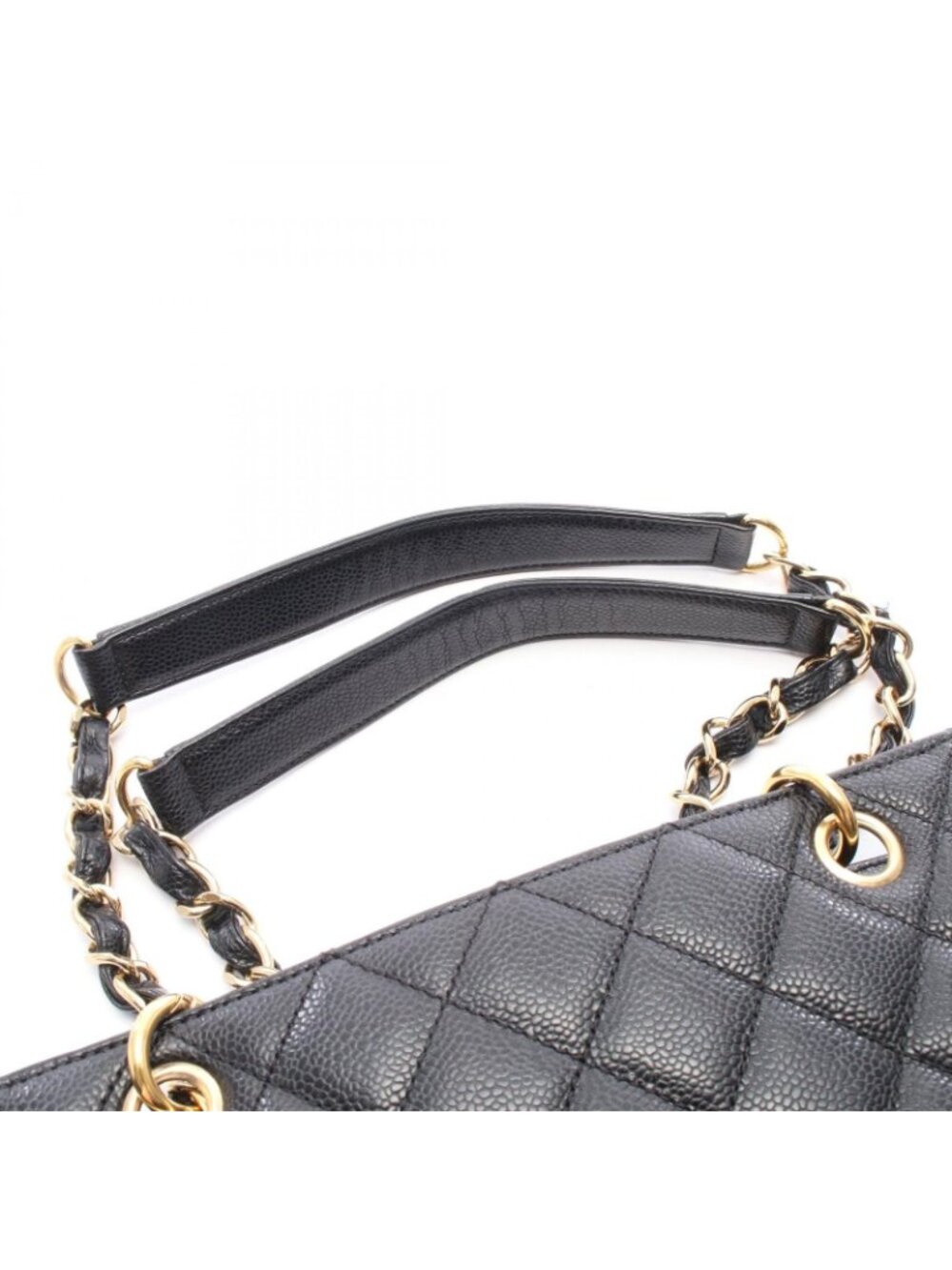 ★SOLD★ Chanel Tote Quilted Petite Shopping PST Black Caviar Leather Chain - Picture 8 of 9